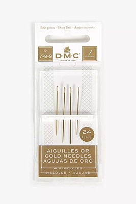 Aghi Ricamo con punta placcati ORO nr. 7-8-9 - DMC Premium Collection