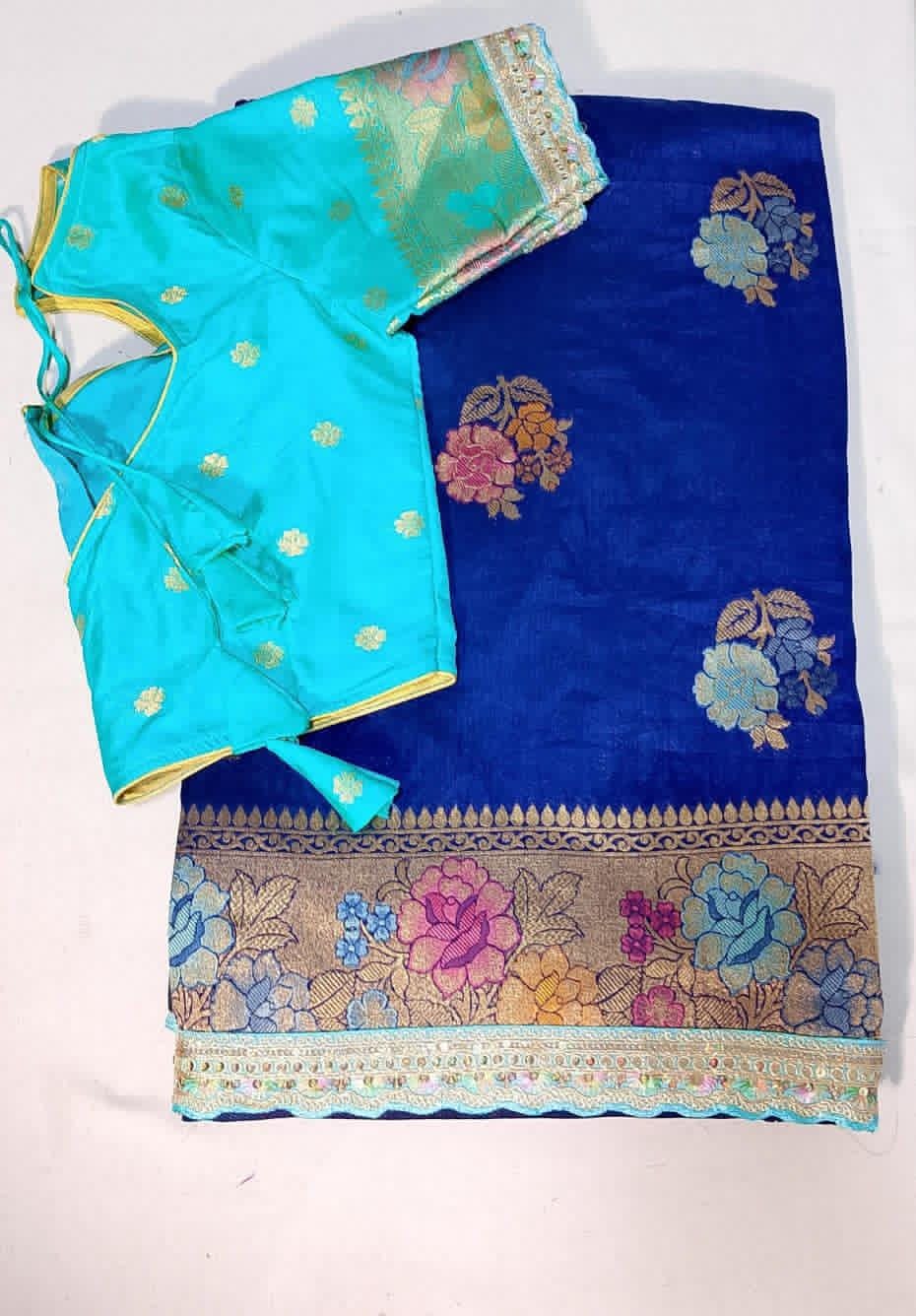 c055: Ready To Ship Soft Silk Saree With Stitched Blouse