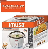 IMUSA USA GAU-00013 - Arrocera eléctrica antiadherente para 8 tazas (sin cocinar) para 16 tazas (cocida), color blanco