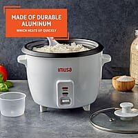 IMUSA USA GAU-00013 - Arrocera eléctrica antiadherente para 8 tazas (sin cocinar) para 16 tazas (cocida), color blanco
