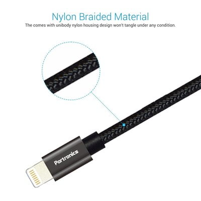 Portronics Konnect Pro (POR-792) 1.2 m Lightning Cable Portronics Konnect Pro (POR-792) 1.2 m Lightning Cable