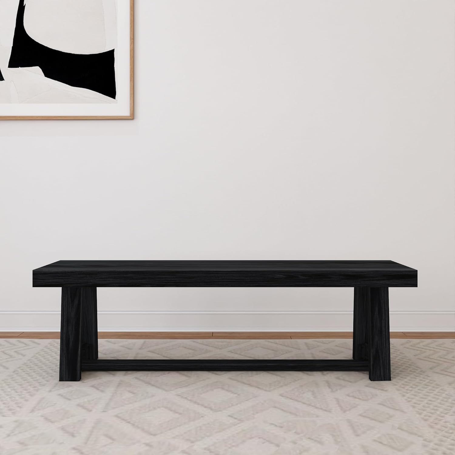 Solid Wood 60 Farmhouse Dining Bench – Walnut Wirebrush Finish