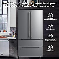 SMETA Refrigerador Puerta francesa con máquina de hielo, 36 pulgadas