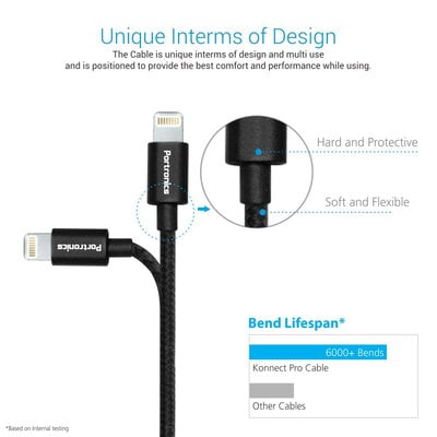 Portronics Konnect Pro (POR-792) 1.2 m Lightning Cable Portronics Konnect Pro (POR-792) 1.2 m Lightning Cable
