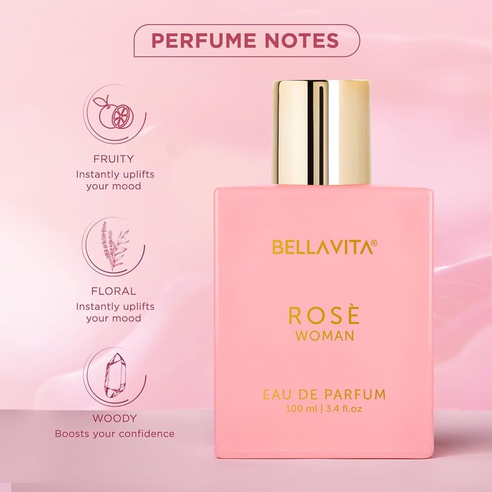 Bella Vita Luxury Rose Woman Eau De Parfum Perfume for Women with Black Currant, Vanilla, Jasmine|Floral & Sweet EDP Long Lasting Fragrance Scent 100 ML Bella Vita Luxury Rose Woman Eau De Parfum Perfume for Women with Black Currant, Vanilla, Jasmine|Floral & Sweet EDP Long Lasting Fragrance Scent 100 ML