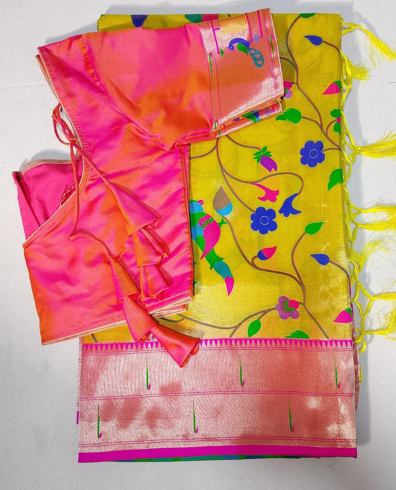 c060: Ready To Ship Soft Silk Paithani Saree With Stitched Blouse