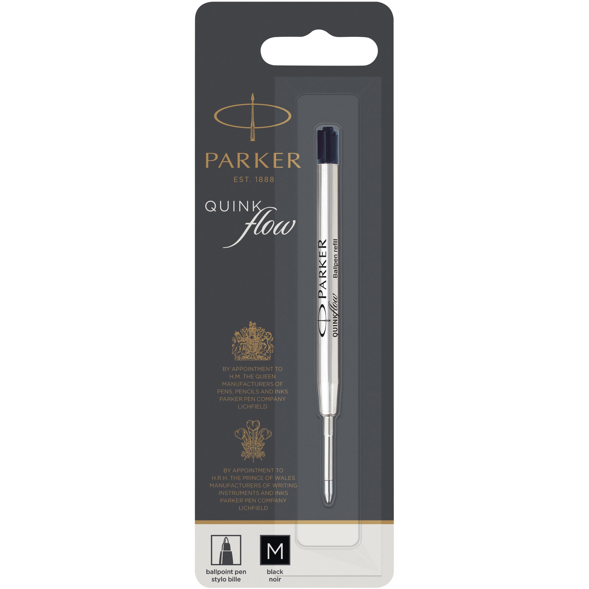 Parker Quink Ballpoint Pen Refill Medium 1mm Black