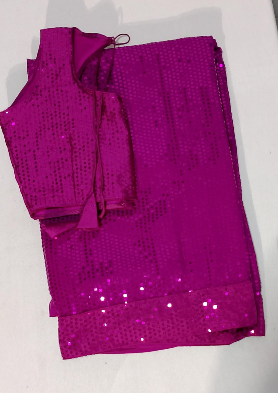 C185: Ready To Ship Beautiful Sequnce Work Saree With Stitched Blouse