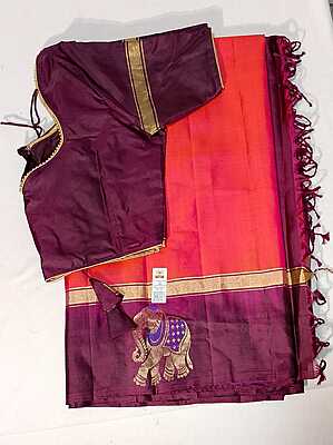 D17: Ready To Ship Beautiful Kanchipattu Saree With Stitched Blouse