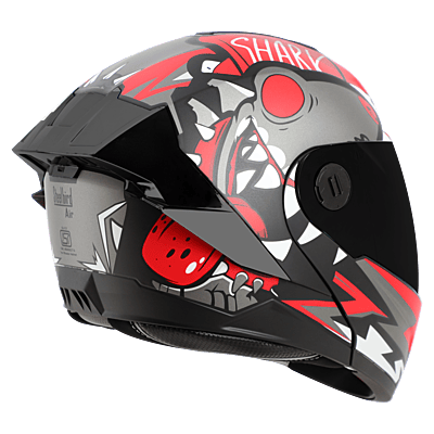 STEELBIRD SBA-8 ISS SHARKY GLOSSY BLACK/RED C/V 600 MM WITH EXTRA GOLD VISOR & GOLD SPOILER
