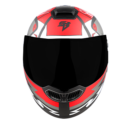 STEELBIRD SBA-8 ISS SHARKY GLOSSY BLACK/RED C/V 600 MM WITH EXTRA GOLD VISOR & GOLD SPOILER