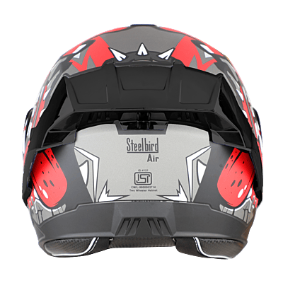 STEELBIRD SBA-8 ISS SHARKY GLOSSY BLACK/RED C/V 600 MM WITH EXTRA GOLD VISOR & GOLD SPOILER