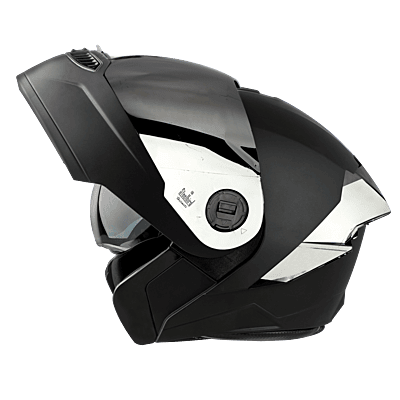 STEELBIRD SBA-8 ISS GLOSSY BLACK WITH BLACK SPOILER C/V 580 MM WITH EXTRA SMOKE VISOR