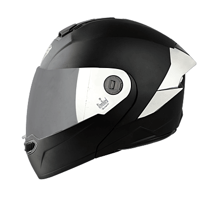 STEELBIRD SBA-8 ISS GLOSSY BLACK WITH BLACK SPOILER C/V 580 MM WITH EXTRA SMOKE VISOR