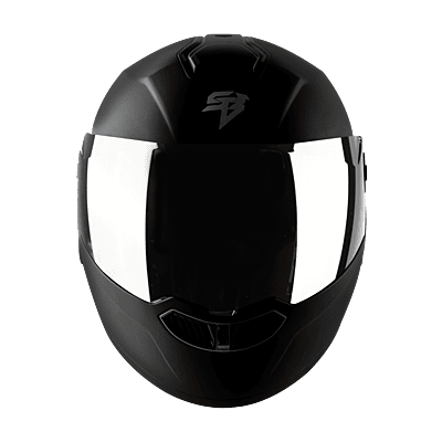 STEELBIRD SBA-8 ISS GLOSSY BLACK WITH BLACK SPOILER C/V 580 MM WITH EXTRA SMOKE VISOR