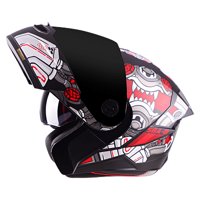 STEELBIRD SBA-8 ISS DIZIMON MAT BLACK/RED C/V 580 MM WITH EXTRA SMOKE VISOR