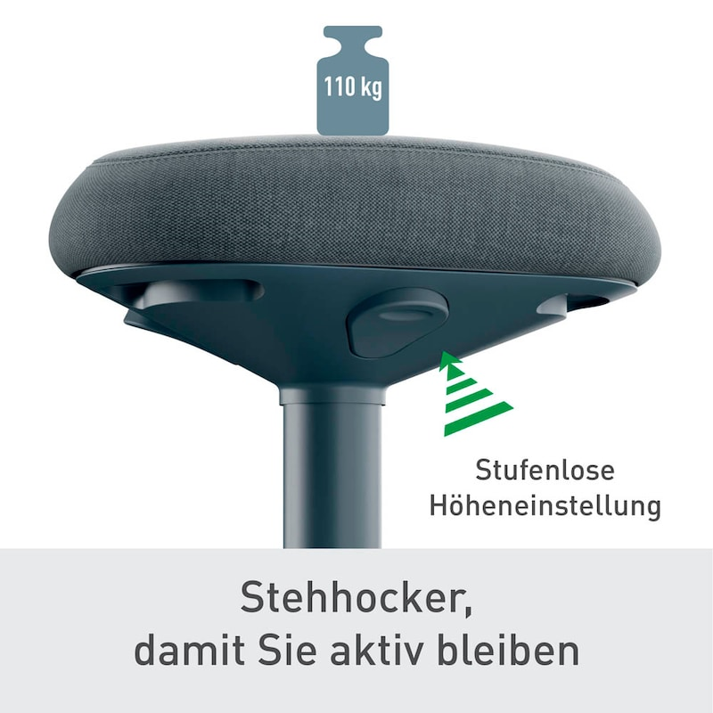 LEITZ 6545-89 ERGO ACTIVE STANDING STOOL 57CM- 82CM LEITZ 6545-89 ERGO ACTIVE STANDING STOOL 57CM- 82CM