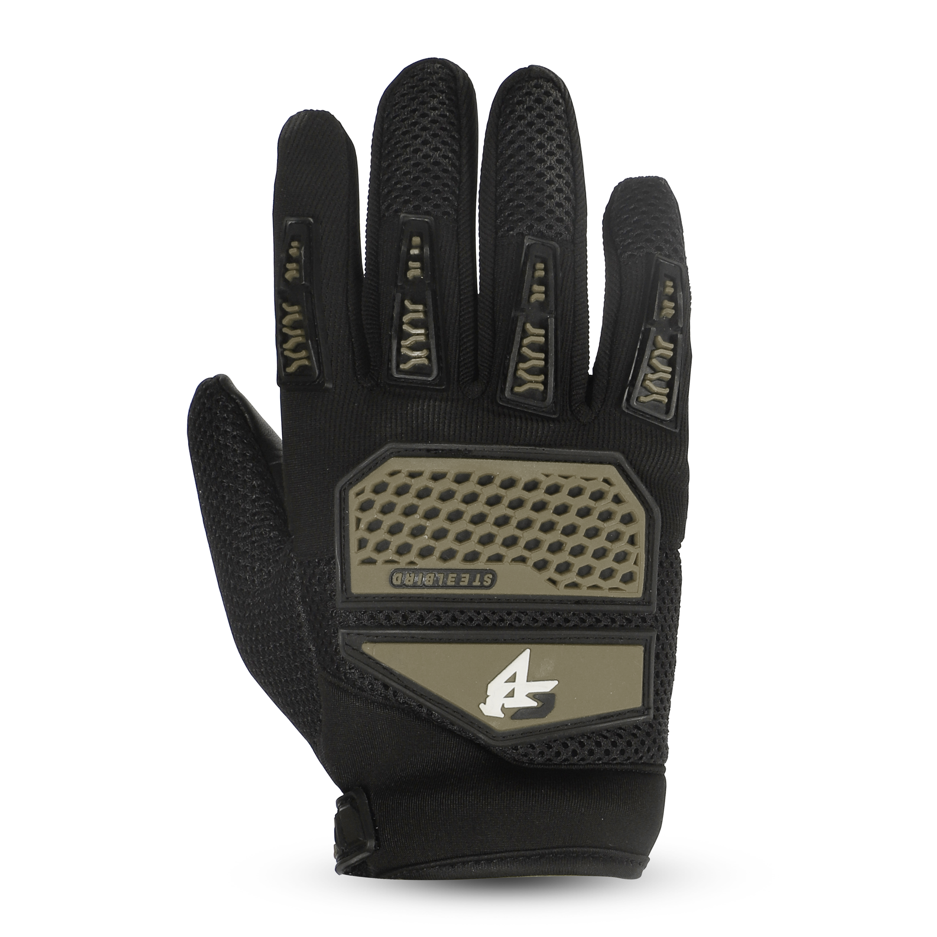 STEELBIRD GLOVES F/F RIDING PRO OLIVE GREEN (L)