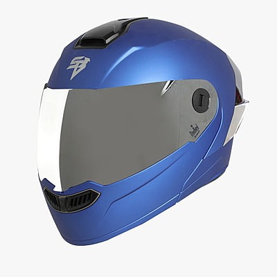 STEELBIRD SBA-8 ISS MAT Y.BLUE WITH BLACK SPOILER C/V 580 MM WITH EXTRA GOLD VISOR