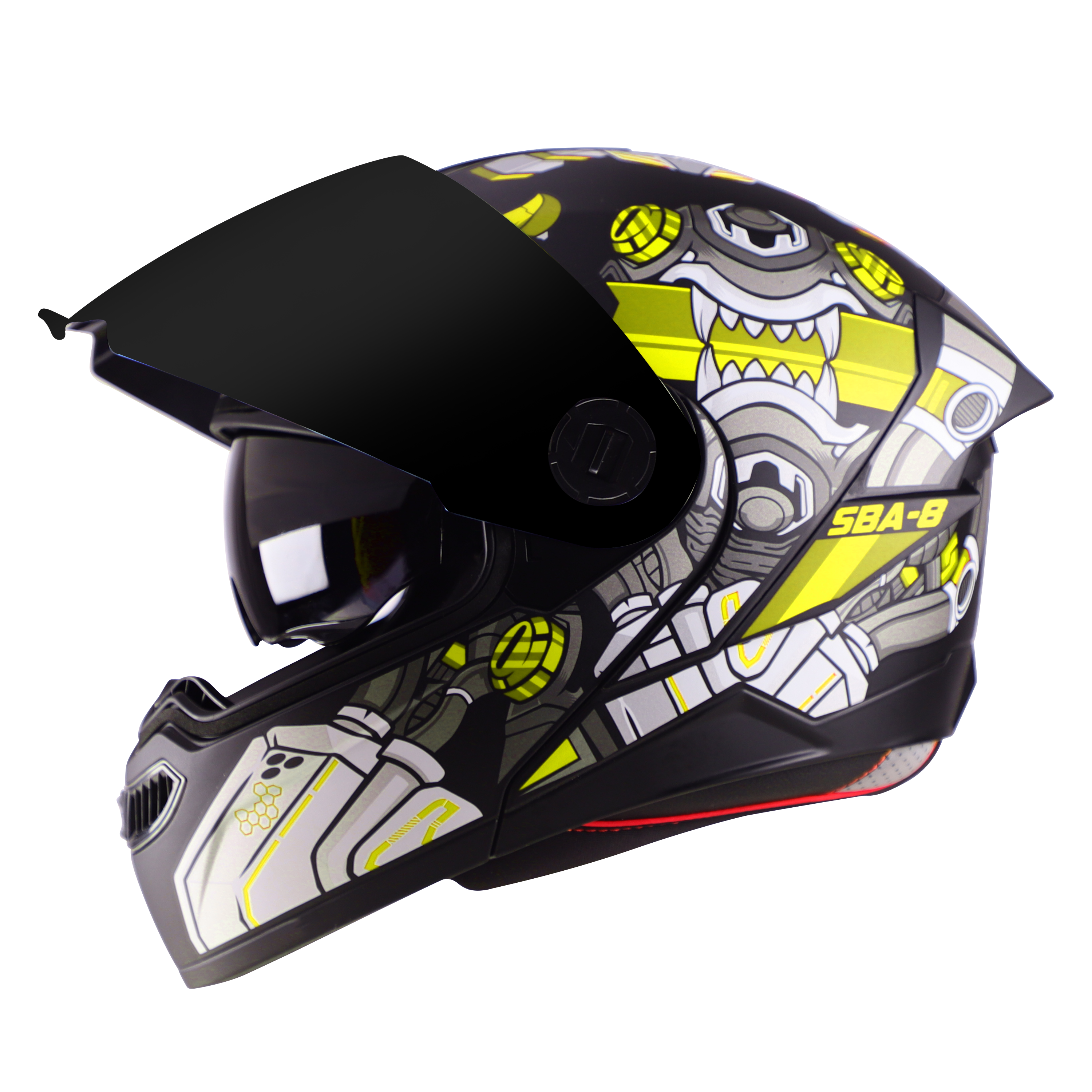 STEELBIRD SBA-8 ISS DIZIMON MATT BLACK/NEON C/V 580 MM WITH EXTRA GOLD VISOR