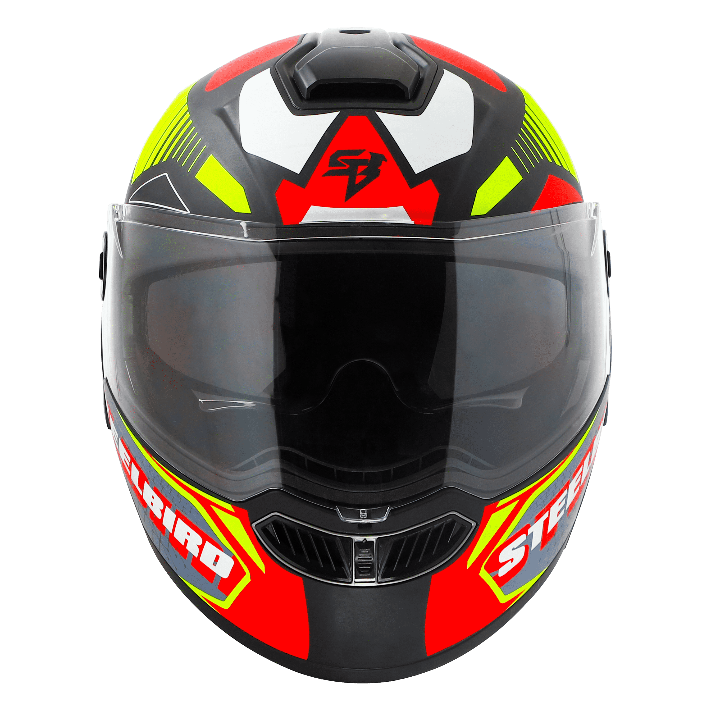 STEELBIRD SBA-8 ISS ZAGGY MATT BLACK RED NEON C/V 600 MM WITH EXTRA SMOKE VISOR