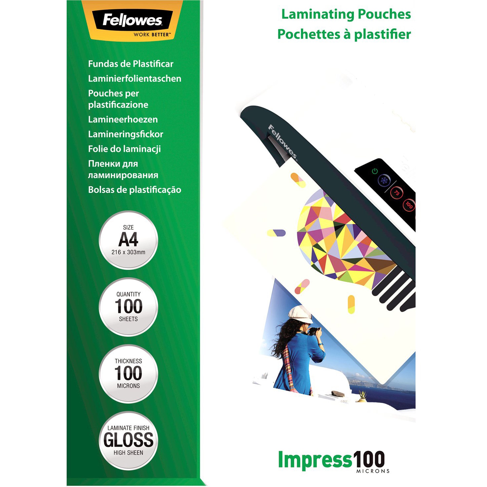 Fellowes Laminating Pouch A4 100 Micron Gloss Pack Of 100