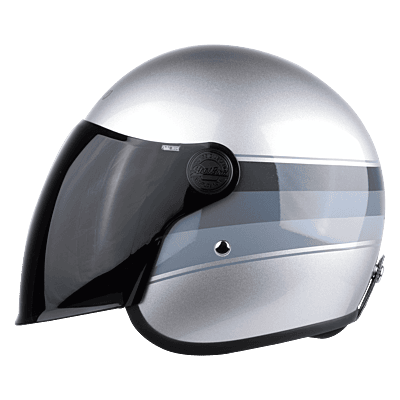 STEELBIRD SBH-56 VINTAGE S1 MATT SILVER/GREY C/V 600 MM (LONG VISOR)