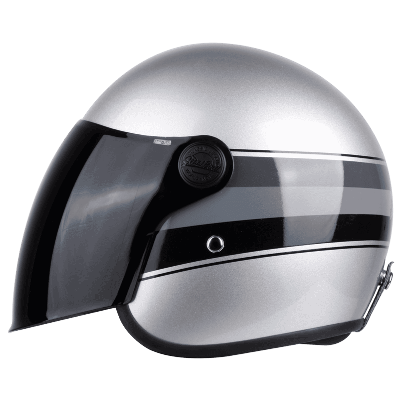 STEELBIRD SBH-56 VINTAGE S1 MATT SILVER/BLACK C/V 600 MM (LONG VISOR)