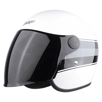 STEELBIRD SBH-56 VINTAGE S1 MATT WHITE/BLACK C/V 600 MM (LONG VISOR)