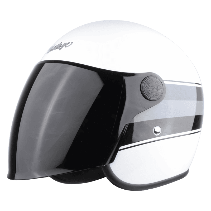 STEELBIRD SBH-56 VINTAGE S1 MATT WHITE/BLACK C/V 600 MM (LONG VISOR)
