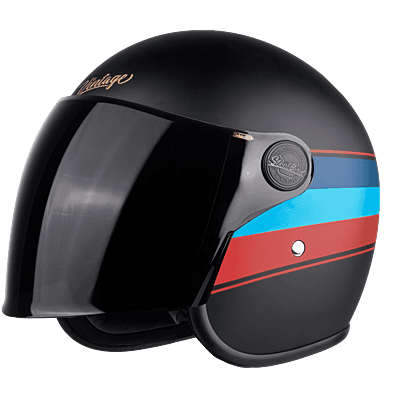 STEELBIRD SBH-56 VINTAGE S1 MATT BLACK/RED C/V 600 MM (LONG VISOR)
