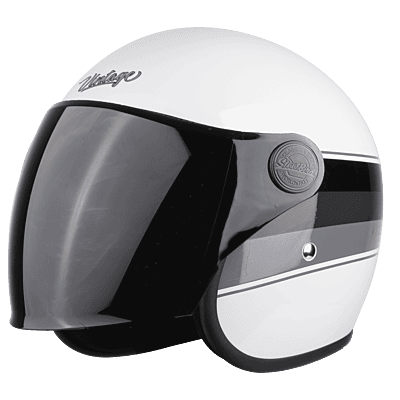 STEELBIRD SBH-56 VINTAGE S1 MATT WHITE/GREY C/V 600 MM (LONG VISOR)