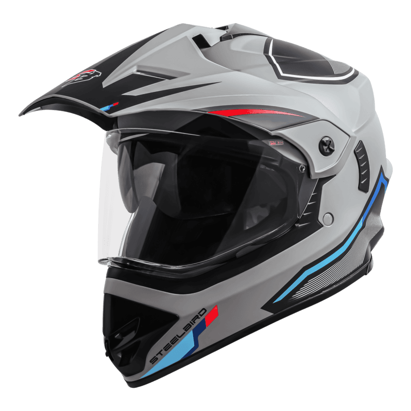 STEELBIRD SBH-13 ISS RACER MATT TITANIUM GREY/RED C/V 580 MM