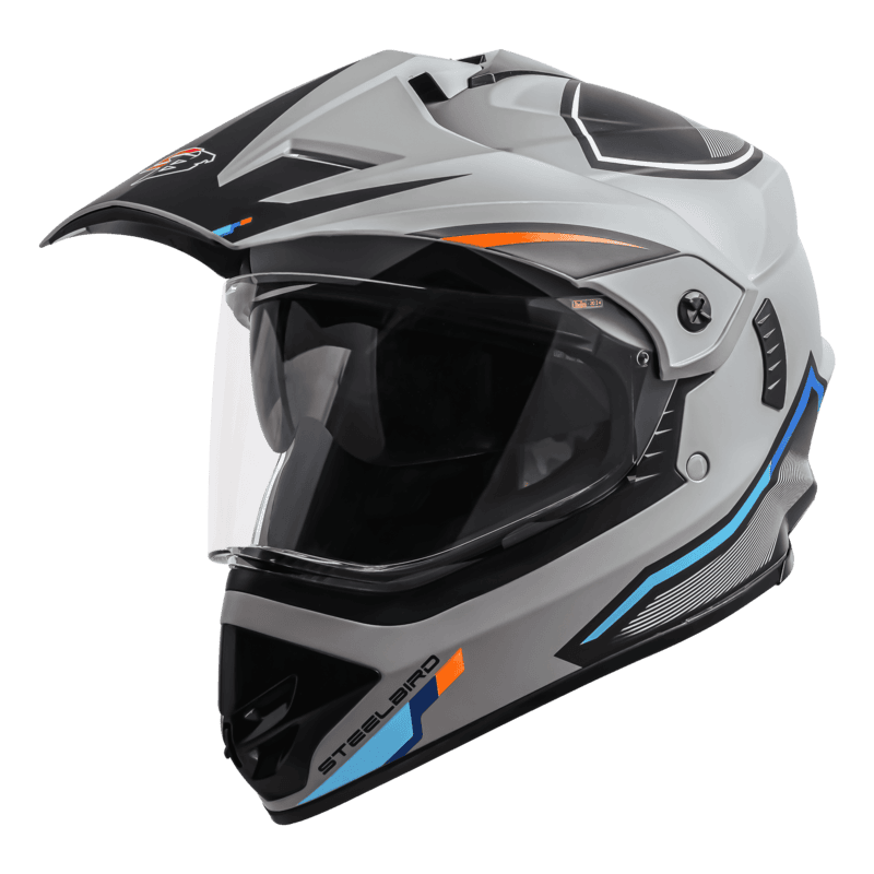 STEELBIRD SBH-13 ISS RACER MATT TITANIUM GREY/ORANGE C/V 580 MM