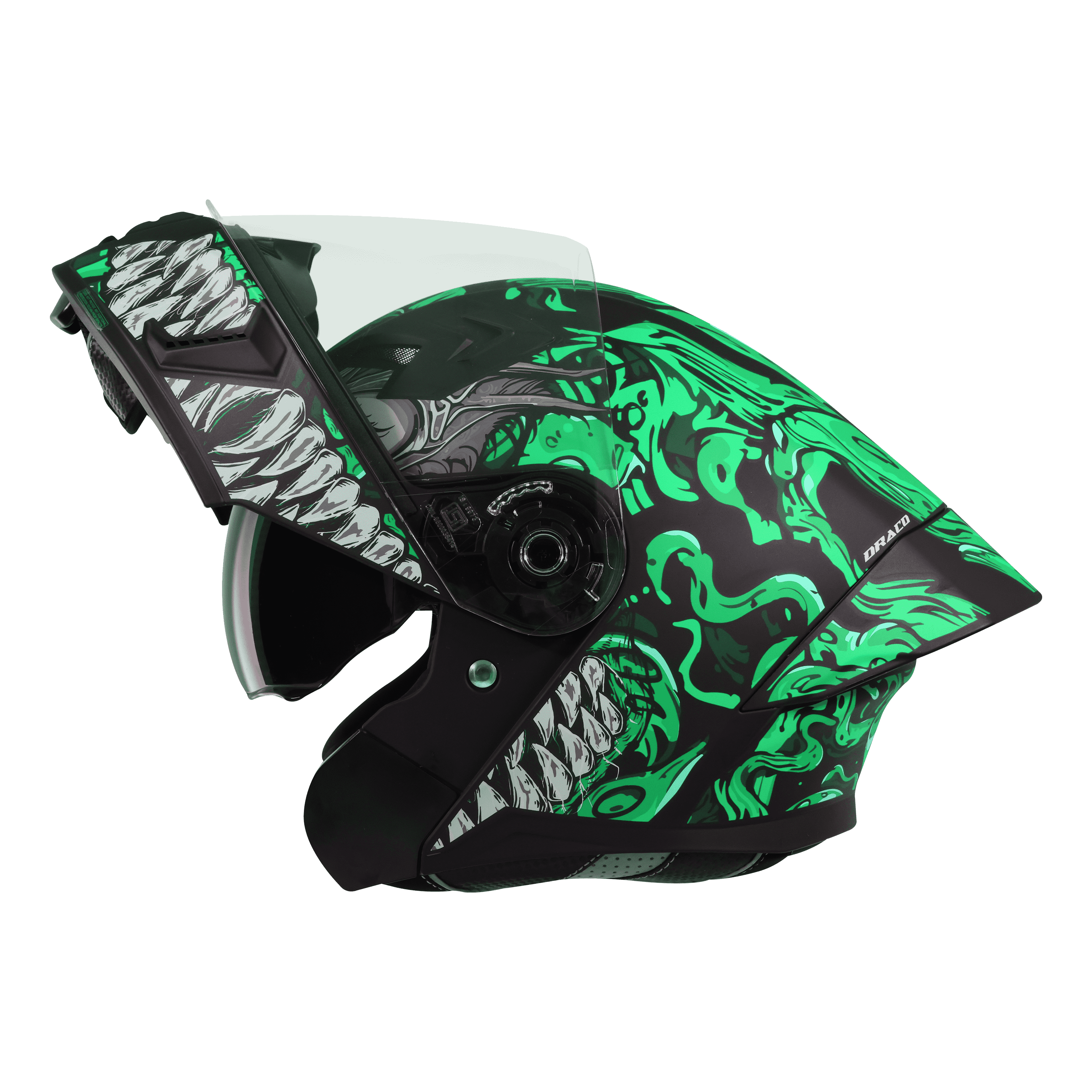 STEELBIRD SBA-20 ISS DRACO MATT BLACK/GREEN C/V 580 MM WITH EXTRA SMOKE VISOR