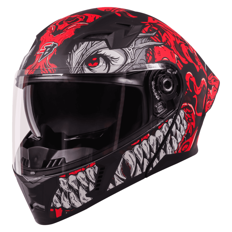 STEELBIRD SBA-20 ISS DRACO GLOSSY BLACK/RED C/V 580 MM WITH EXTRA SMOKE VISOR