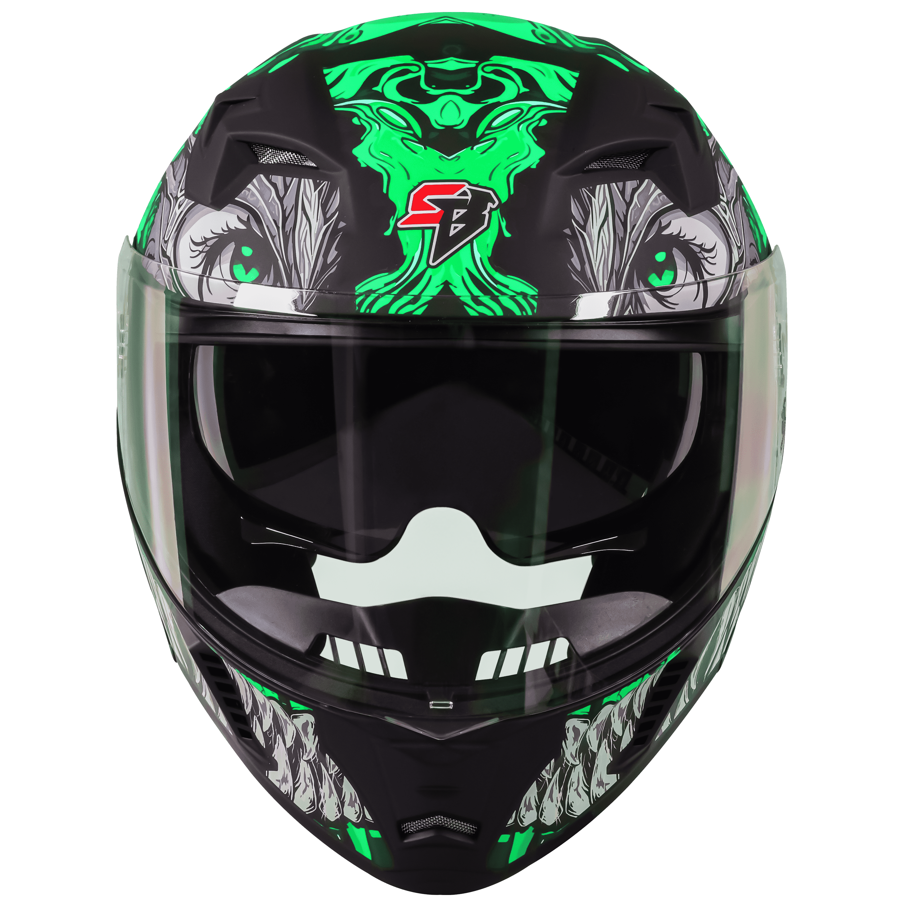 STEELBIRD SBA-20 ISS DRACO MATT BLACK/GREEN C/V 580 MM WITH EXTRA SMOKE VISOR