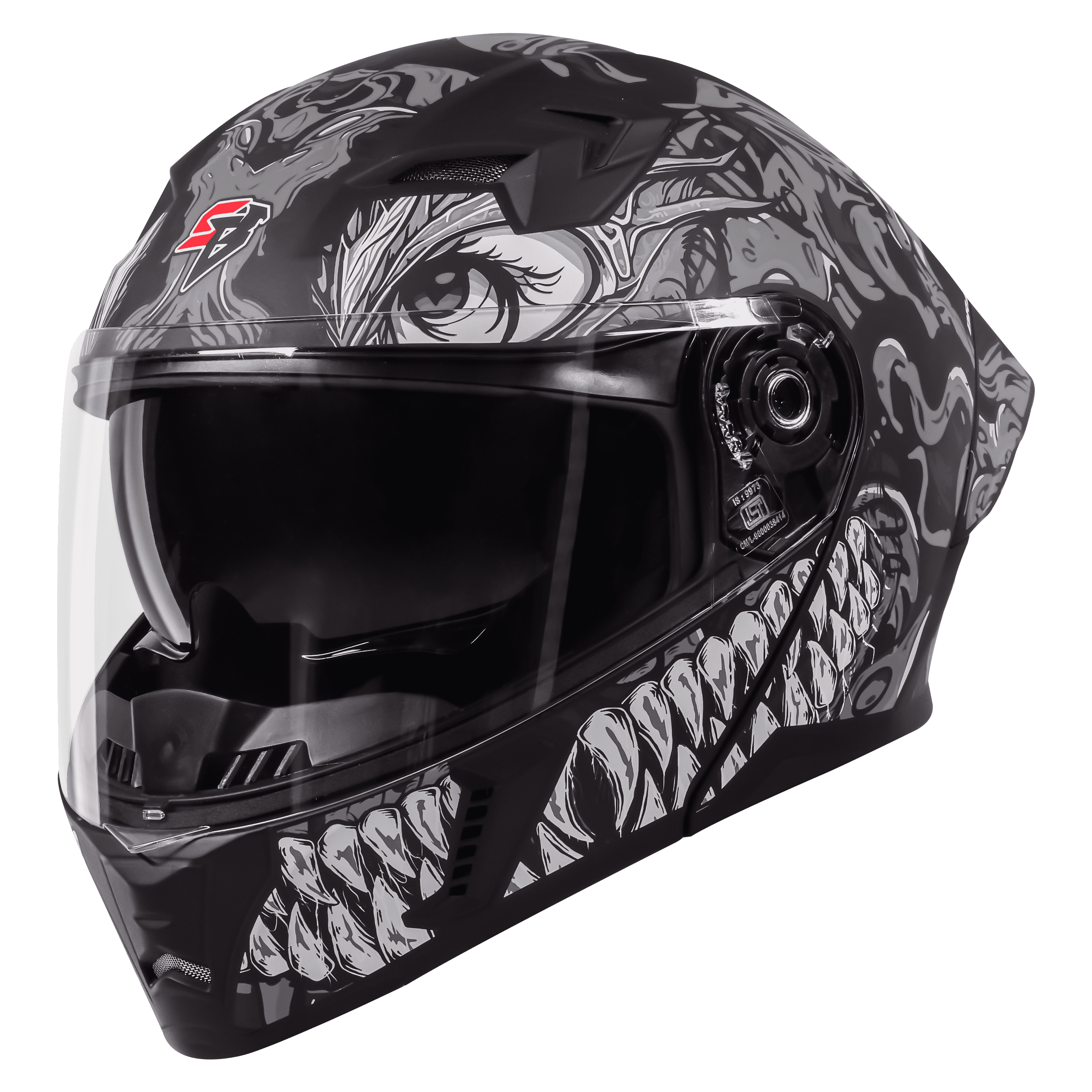 STEELBIRD SBA-20 ISS DRACO MATT BLACK/GREY C/V 600 MM WITH EXTRA SMOKE VISOR
