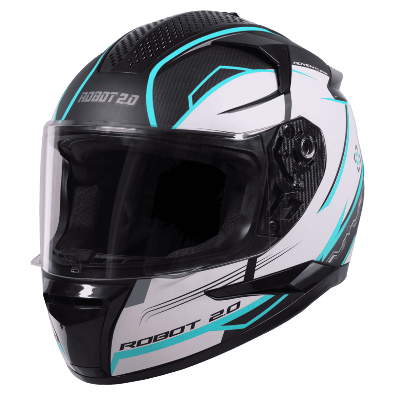 STEELBIRD SBH-35 DOT ROBOT 2.0 ADVENTURE GLOSSY BLACK/JAZZ BLUE C/V (XL) WITH EXTRA SILVER VISOR