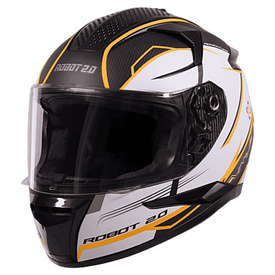 STEELBIRD SBH-35 DOT ROBOT 2.0 ADVENTURE GLOSSY BLACK/ORANGE C/V (M) WITH EXTRA SILVER VISOR