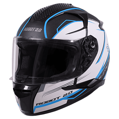 STEELBIRD SBH-35 DOT ROBOT 2.0 ADVENTURE GLOSSY BLACK/BLUE C/V (L) WITH EXTRA SILVER VISOR