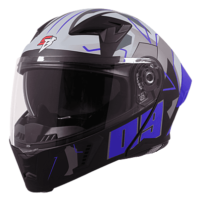 STEELBIRD SBA-20 ISS 09 GLOSSY BLACK/BLUE C/V 600 MM WITH EXTRA SMOKE VISOR