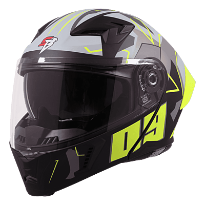STEELBIRD SBA-20 ISS 09 GLOSSY BLACK/NEON C/V 580 MM WITH EXTRA SMOKE VISOR