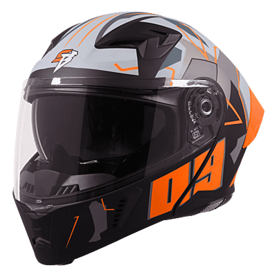 STEELBIRD SBA-20 ISS 09 GLOSSY BLACK/ORANGE C/V 580 MM WITH EXTRA SMOKE VISOR