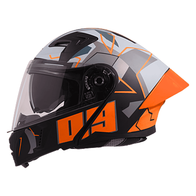 STEELBIRD SBA-20 ISS 09 MATT BLACK/ORANGE C/V 600 MM WITH EXTRA SMOKE VISOR