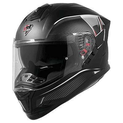 STEELBIRD SBH-57 ISS FIGHTER F1 GLOSSY BLACK/WHITE C/V 600MM WITH EXTRA SMOKE VISOR