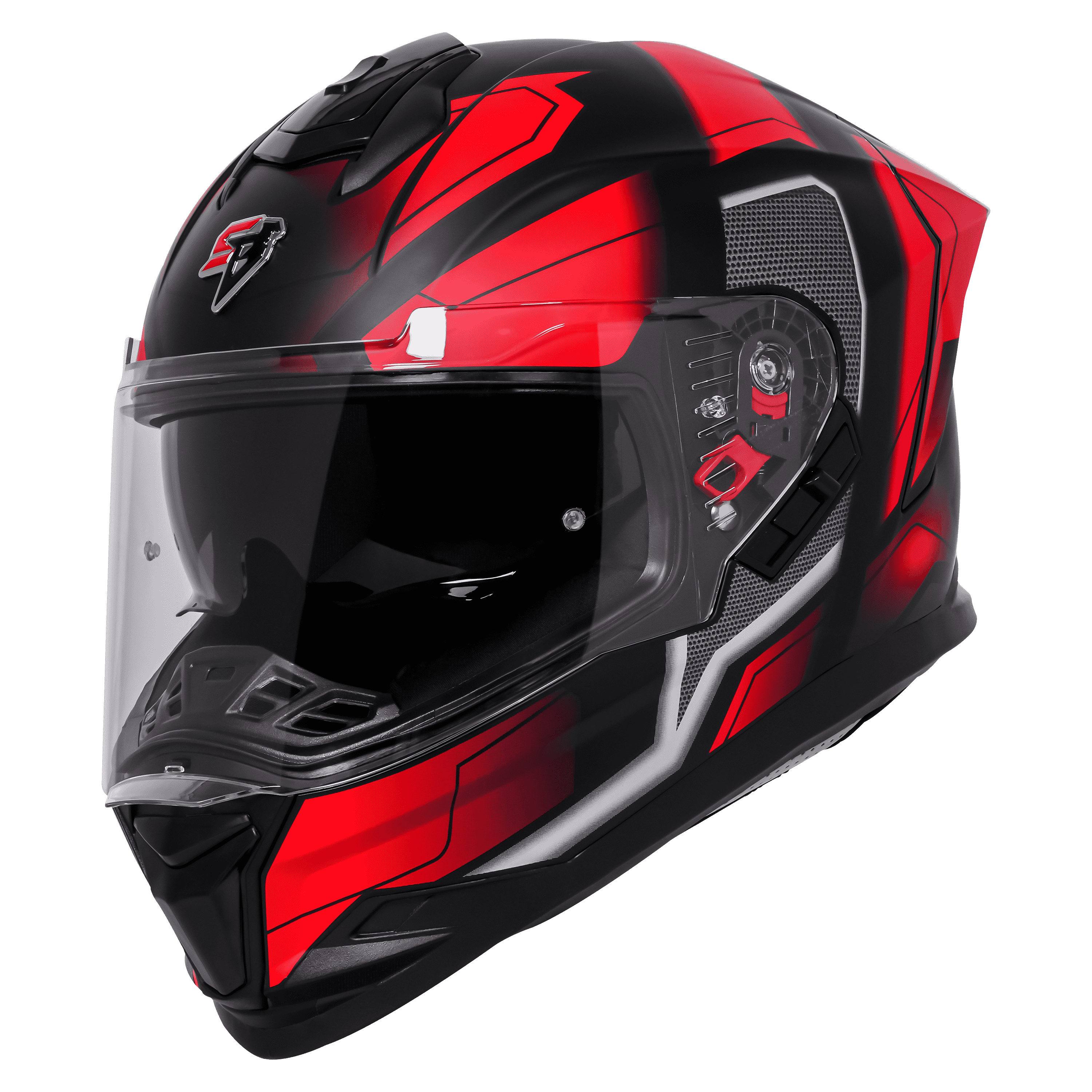 STEELBIRD SBH-57 ISS FIGHTER F3 GLOSSY BLACK/RED C/V 600MM WITH EXTRA SMOKE VISOR