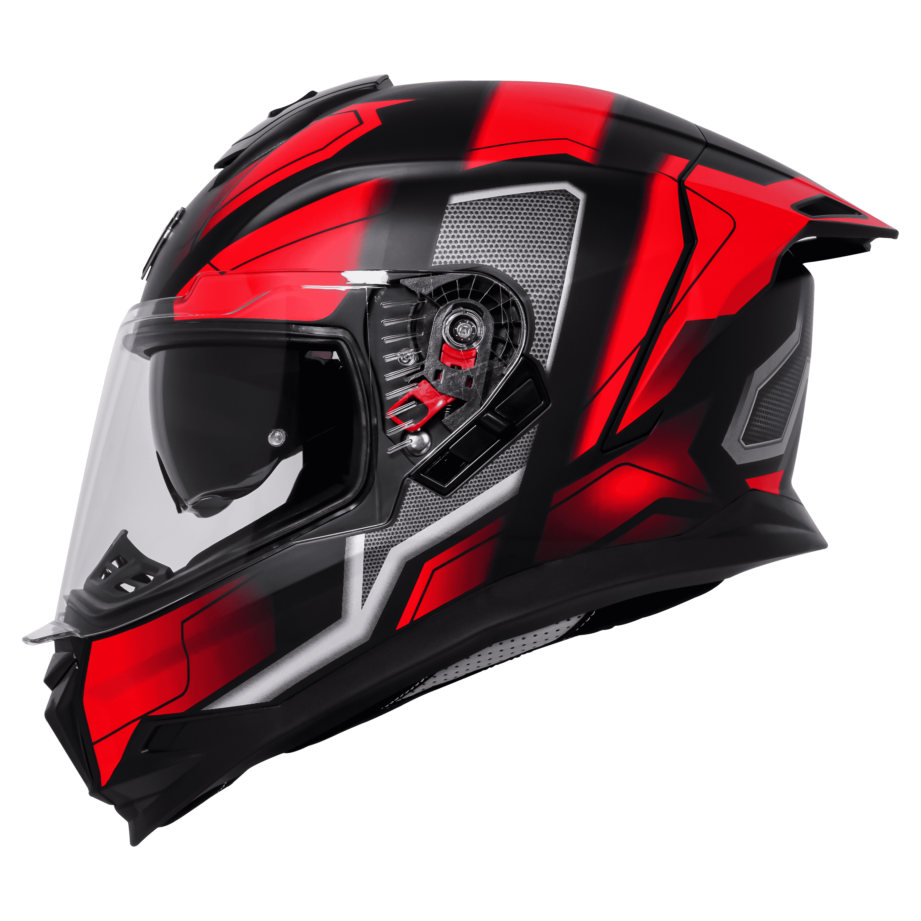 STEELBIRD SBH-57 ISS FIGHTER F3 GLOSSY BLACK/RED C/V 600MM WITH EXTRA SMOKE VISOR