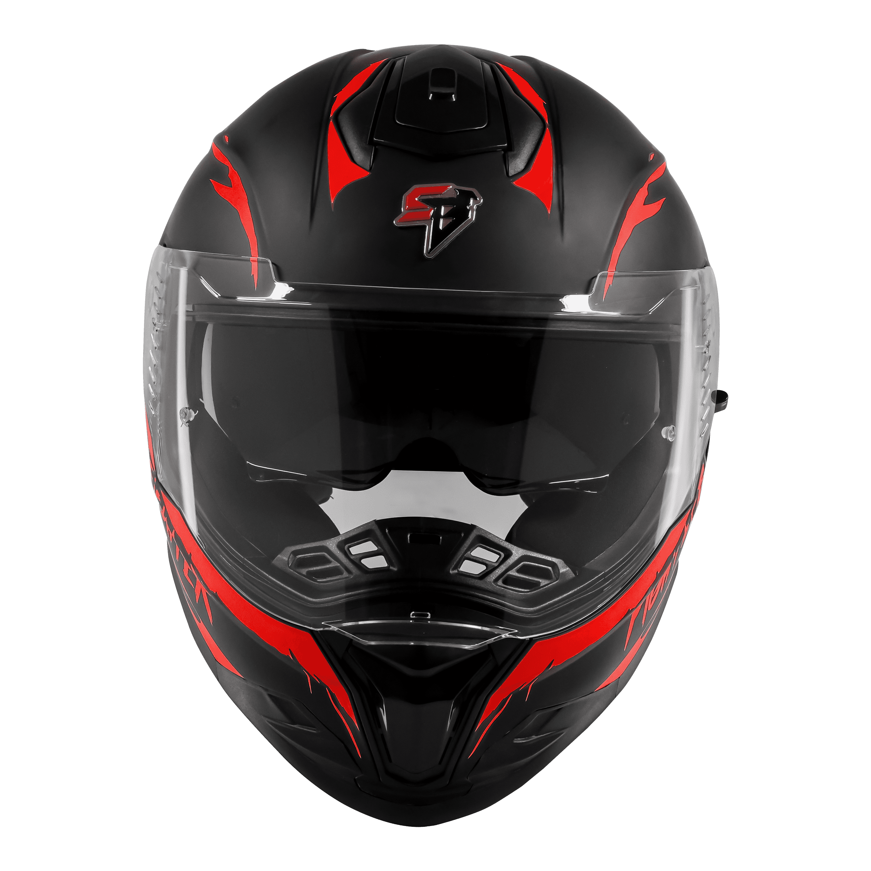 STEELBIRD SBH-57 ISS FIGHTER F2 MATT BLACK/RED C/V 580MM WITH EXTRA SMOKE VISOR+RED SPOILER