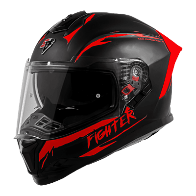 STEELBIRD SBH-57 ISS FIGHTER F2 MATT BLACK/RED C/V 580MM WITH EXTRA SMOKE VISOR+RED SPOILER